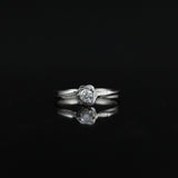 LASAMERO 0. 187 CT FG/SI Round Cut Modern Floral Natural Diamond Ring For Women 18k White Gold Certified Engagement Wedding Ring