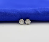 LASAMERO 0.196CT Round Cut Natural Diamond Cluster Earrings 18K Gold Diamond Halo Stud Earrings Fine Jewelry Earring Studs