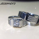 LASAMERO 0.286CTW Round Cut Certified Natural Diamond 18k White Gold Ring Accents Men's Engagement Wedding Band