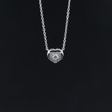 LASAMERO Halo 0.091CT 18k Gold Round Cut Square Center Pave Set Natural Diamond Necklace Chain Women Fine Jewelry