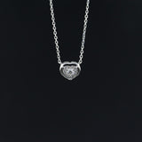 LASAMERO Halo 0.091CT 18k Gold Round Cut Square Center Pave Set Natural Diamond Necklace Chain Women Fine Jewelry