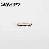 LASAMERO Round Cut 0.30CTW Natural Black Diamond 14k Rose Gold Eternity Engagement Promise Wedding Band Ring Gift For Women