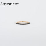 LASAMERO Round Cut 0.30CTW Natural Black Diamond 14k Rose Gold Eternity Engagement Promise Wedding Band Ring Gift For Women