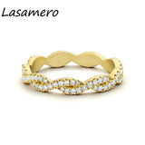 LASAMERO Round Cut 0.55CTW Natural Diamond 14k Gold Full Eternity Criss Cross Engagement Promise Wedding Band Ring For Women 1pc