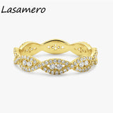 LASAMERO Round Cut 0.82CTW Natural Diamond 14k Yellow Gold Eternity Cross Loop Marquise Shape Engagement Promise Wedding Ring