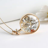 LIEBE ENGEL Women Jewelry Collares Dried Flowers Glass Necklace&Pendant Gold Vintage Long Chain Necklace Summer Fine Jewelry