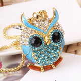 LNRRABC Women Sweater Chain Necklace Owl Design Rhinestones Crystal Pendant Necklaces Jewelry Clothing Accessories Drop Shipping