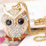 LNRRABC Women Sweater Chain Necklace Owl Design Rhinestones Crystal Pendant Necklaces Jewelry Clothing Accessories Drop Shipping