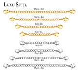 LUXUSTEEL 8pcs/Sets Extender Chain Stainless Steel Lobster Clasp Extended Chain Necklaces DIY Jewelry Accessories