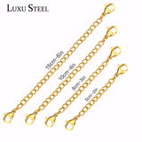 LUXUSTEEL 8pcs/Sets Extender Chain Stainless Steel Lobster Clasp Extended Chain Necklaces DIY Jewelry Accessories