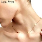 LUXUSTEEL New Arrival Gold/Silver/Rose Gold Color Round Star Cricle Pendant Necklaces Fashion Stainless Steel Choker Necklaces