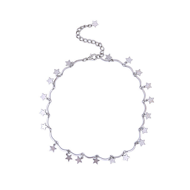 LWONG Dainty Gold Color Chain Tiny Star Choker Necklace for Women Bijou Necklaces Pendants Simple Boho Layering Chokers Chockers