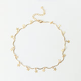 LWONG Dainty Gold Color Chain Tiny Star Choker Necklace for Women Bijou Necklaces Pendants Simple Boho Layering Chokers Chockers