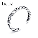 LicLiz 925 Sterling Silver Braided Open Ring Punk Style Adjustable Twisted Ring New Year's Gift Jewelry For Women Anillos LR0279