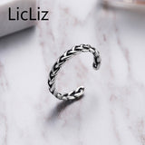 LicLiz 925 Sterling Silver Braided Open Ring Punk Style Adjustable Twisted Ring New Year's Gift Jewelry For Women Anillos LR0279