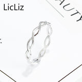 LicLiz 925 Sterling Silver Infinity Rings For Women Finger Twist Of Fate Cross Stackable Ring Band Hollow Braided Ring LR0468