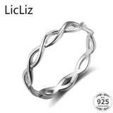 LicLiz 925 Sterling Silver Infinity Rings For Women Finger Twist Of Fate Cross Stackable Ring Band Hollow Braided Ring LR0468