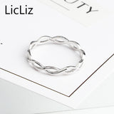 LicLiz 925 Sterling Silver Infinity Rings For Women Finger Twist Of Fate Cross Stackable Ring Band Hollow Braided Ring LR0468