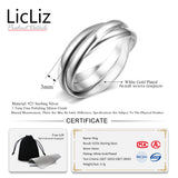 LicLiz 925 Sterling Silver Trinity Rings For Women Bridal Ring Set Wedding Band Stackable Rings Multi 3 Layer Ring Bague LR0476