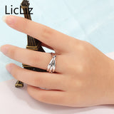 LicLiz 925 Sterling Silver Trinity Rings For Women Bridal Ring Set Wedding Band Stackable Rings Multi 3 Layer Ring Bague LR0476