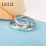 LicLiz 925 Sterling Silver Trinity Rings For Women Bridal Ring Set Wedding Band Stackable Rings Multi 3 Layer Ring Bague LR0476