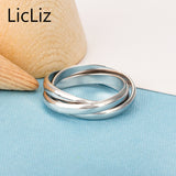 LicLiz 925 Sterling Silver Trinity Rings For Women Bridal Ring Set Wedding Band Stackable Rings Multi 3 Layer Ring Bague LR0476