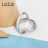 LicLiz 925 Sterling Silver Trinity Rings For Women Bridal Ring Set Wedding Band Stackable Rings Multi 3 Layer Ring Bague LR0476