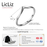 LicLiz Simple 925 Sterling Silver Triangle Rings For Women Finger Geometric Ring Bague Initial Letter V Shape Ring Band LR0470