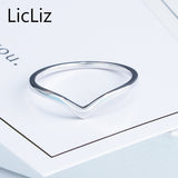 LicLiz Simple 925 Sterling Silver Triangle Rings For Women Finger Geometric Ring Bague Initial Letter V Shape Ring Band LR0470