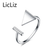 LicLiz Triangle Ring Silver 925 Sterling Silver V Shape Ring Band Adjustable Rings Women Bar Open Cuff Ring Trendy 2017 LR0300