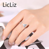 LicLiz Triangle Ring Silver 925 Sterling Silver V Shape Ring Band Adjustable Rings Women Bar Open Cuff Ring Trendy 2017 LR0300