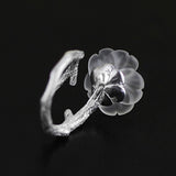 Lotus Fun 925 Sterling Silver Rings for Women Natural Handmade Fine Jewelry Flower in the Rain Open Engagement Ring for Female