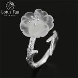 Lotus Fun 925 Sterling Silver Rings for Women Natural Handmade Fine Jewelry Flower in the Rain Open Engagement Ring for Female