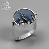 Lotus Fun Real 925 Sterling Silver Natural Aventurine Handmade Fine Jewelry Florence Cathedral Rings For  Women