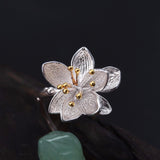 Lotus Fun Real 925 Sterling Silver Natural Aventurine Handmade Fine Jewelry Flower Ring Lotus Whispers Rings for Women Bijoux