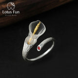 Lotus Fun Real 925 Sterling Silver Natural Handmade Designer Fine Jewelry Calla Lily Flower Ring Adjustable Rings Women Bijoux