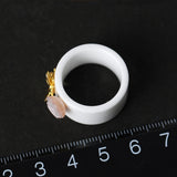 Lotus Fun Real 925 Sterling Silver Natural Handmade Fine Jewelry Ceramic Ring Cute Bee Kiss from a Rose Rings for Women Bijoux