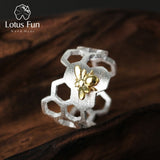 Lotus Fun Real 925 Sterling Silver Natural Handmade Fine Jewelry Creative Honeycomb Open Ring Home Guard Rings for Women Bijoux