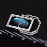 Lotus Fun Real 925 Sterling Silver Natural Labradorite Stone Creative Handmade Fine Jewelry Rotatable Ring for Women Bijoux