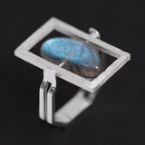 Lotus Fun Real 925 Sterling Silver Natural Labradorite Stone Creative Handmade Fine Jewelry Rotatable Ring for Women Bijoux