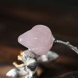 Lotus Fun Real 925 Sterling Silver Natural Rose Quartz Handmade Fine Jewelry Flower Ring Lotus Whispers Rings for Women Bijoux