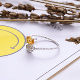 Lovely Leaf Natural Gemstone Citrine Rings For Women 925 Sterling Silver Wedding Engagement Jewelry Adjustable Fine Jewelry