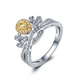 Luxury 18K Gold Drop Yellow Diamond Ring Wedding Engagement Wedding Color Diamond Crown Diamond Ring Female Authentic