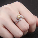 Luxury 18K Gold Drop Yellow Diamond Ring Wedding Engagement Wedding Color Diamond Crown Diamond Ring Female Authentic