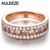 Luxury Real Brown Diamond Wedding Band Solid 14K 585 Rose Gold Natural Diamond Anniversary Ring Bands For Women Fine Jewelry