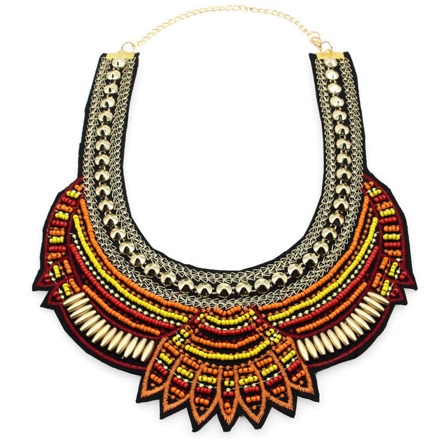 MANILAI Fashion Handmade Ethnic Choker Necklace Bib Collares Multicolor Beads Statement Necklaces Boho Jewelry Women Accessories