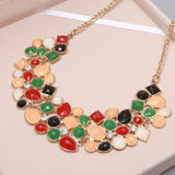 MINHIN New Popular 8 Colors Multicolor Big Pendant Clavicle Chain Necklace Women's Delicate Banquet Jewelry
