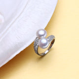 MINTHA Pearl Jewelry,double Pearl rings,Natural Freshwater Pearl rings,925 Silver rings for women charms silver 925 original