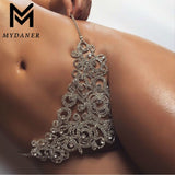 MYDANER 2017 Women Sexy Body Chain Charm Exaggerated Luxury Crystal Underwear Belly Waist Chain Statement Jewelry for Women