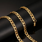 Meaeguet 20inch Gold-color Stainless Steel Chain Necklace For Men Women Snake/Box/Hanging/Curb/Flat/Twist Chain Wide 3mm/6mm